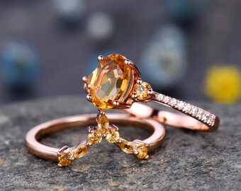 Citrine wedding ring on sale set