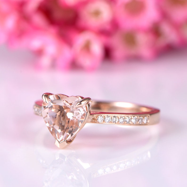 Morganite Engagement Ring Rose Gold 7mm Heart Shaped Natural - Etsy