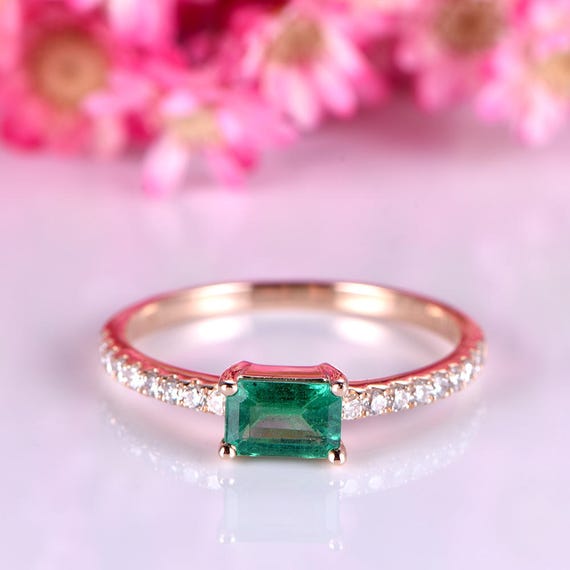 Emerald engagement ring 3x5mm emerald-cut natural emerald ring | Etsy