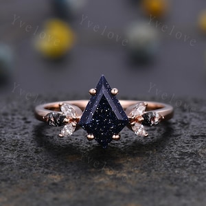 Sterling Silver 1.5ct Galaxy Blue Sandstone Ring Oval