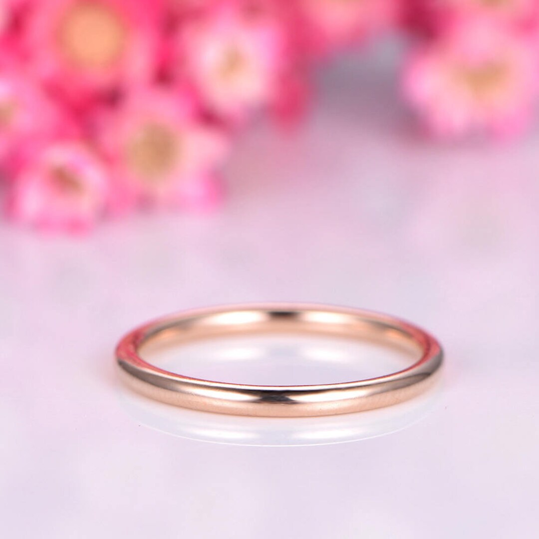 Plain Gold Ring Simple Plain Gold Wedding Band Solid 14k Rose Gold