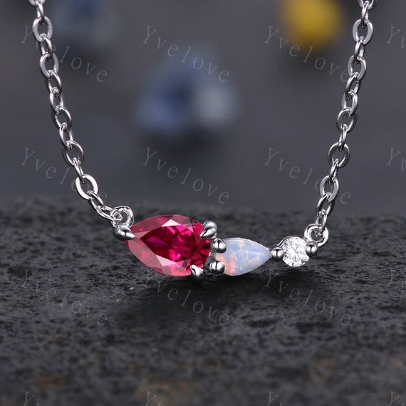 Opal Pink Tourmaline Glowing Heart Necklace - 14K White Gold |JewelsForMe