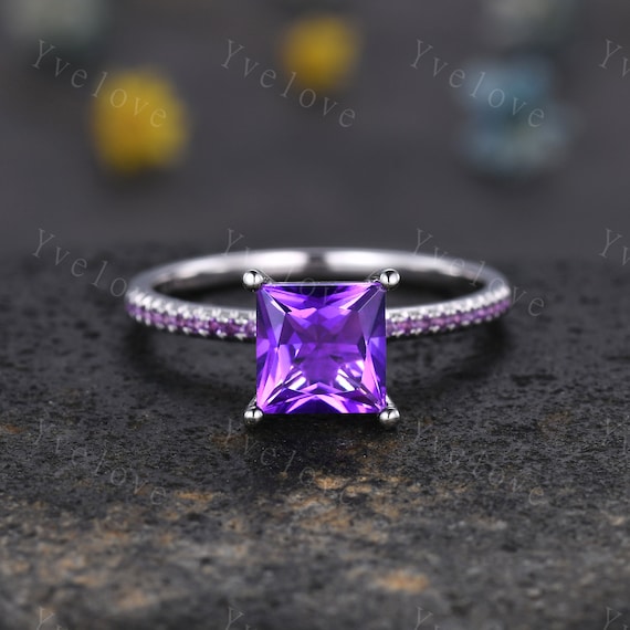 Princess cut amethyst ring deals