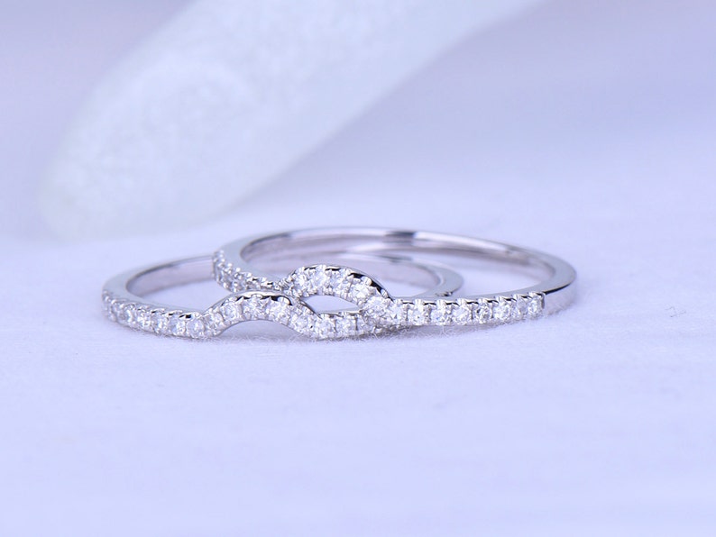 Diamond Ring Set Diamond Wedding Band Curved Matching Band 14k - Etsy