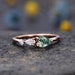 Vintage Moss Agate Ring Engagement Ring,Pear Cut Gems,Art Deco Moissanite Wedding Band,3 Stone Unique Women Bridal Promise Ring,Rose gold 