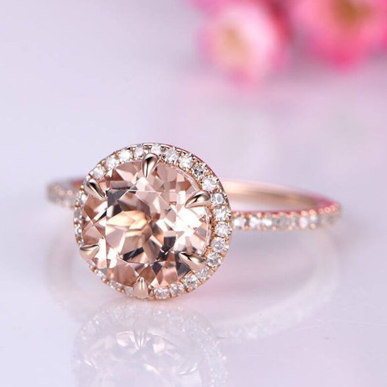 Engagement Ring 8mm Round Cut Ring Big Etsy