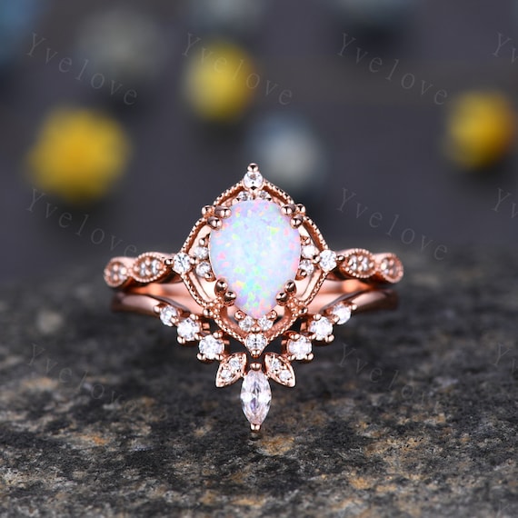 White Opal Ring Diamonds 14k Gold 3861 | White Opal Jewelry