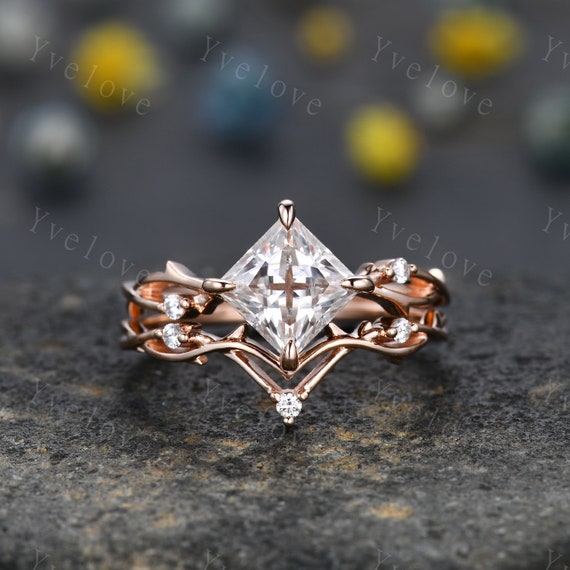 Princess Cut Three Stone Spiral Engagement Ring - Evangeline - Sylvie  Jewelry