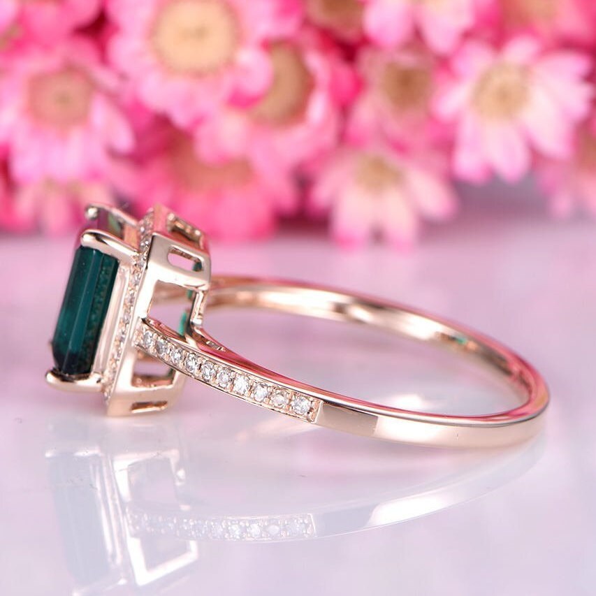 Emerald Engagement Ring 6x8mm Emerald Cut Lab Created Emerald - Etsy
