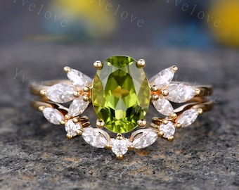 F&F Jewelry Fashion Peridot Oval White Gold Filled Jewelry Vintage Ring For Women Wedding Rings F&F Jewelry Fashion Peridot Oval White Gold Filled Jewelry Vintage Ring For Women Wedding Rings