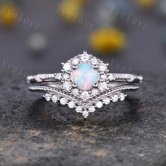 Vintage opal sale eternity ring