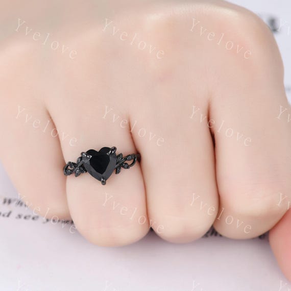 SALE) double heart ring ブラックオニキス　ハートリング Amazon | 925スターリングシルバー ジェムストーン オープン