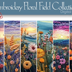 Haft Foral Fields Cyfrowy papier do kreatywnego projektowania, scrapbookingu, odzieży, dzienników cyfrowych, tła, dzienników biblijnych