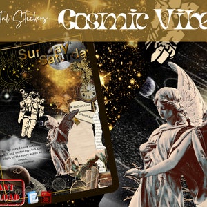 Cosmic Vibes Digital Stickers | GoodNotes Planner (Pre-Cropped)