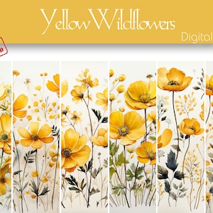 Yellow Wildflowers  Digital Paper for Creative Design, Scrapbooking, Apparel, Digital Journaling, Backgrounds, Bible Journaling