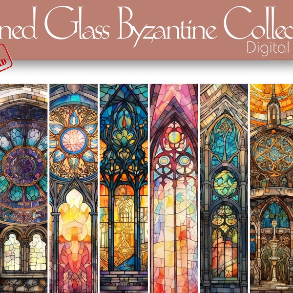 Byzantine Architecture "Stained Glass" Digital Paper for Creative Design, Scrapbooking, Apparel, Digital Journaling, Backgrounds