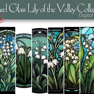 Lily of the Valley "Stained Glass" Digital Paper for Creative Design, Scrapbooking, Apparel, Digital Journaling, Backgrounds, Vivid color