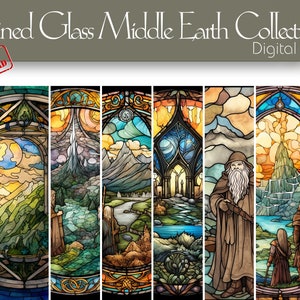 Middle Earth &quot;Stained Glass&quot; Digital Paper for Creative Design, Scrapbooking, Apparel, Digital Journaling, Backgrounds, Vivid color designs