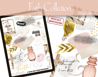 FAITH Collection  | DIGITAL STICKERS | GoodNotes | Digital Planner Stickers | pre-cropped | IPad Stickers | Bullet Journal | Faith | Blush