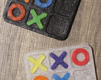 Tic Tac Toe Board Game: Custom Handmade Small Resin Board and Pieces
