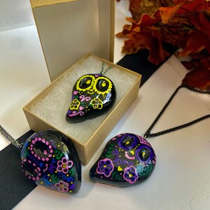 Day of the Dead Ghost Necklace Version B // Polymer Clay Jewelry // Cute - Spooky