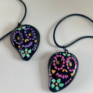 Day of the Dead Ghost Necklace Version C // Polymer Clay Jewelry // Cute - Spooky