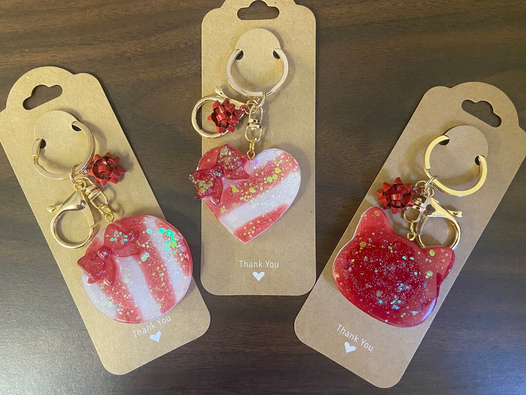 Candy Cane Resin Keychains Etsy