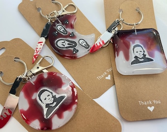 Llaveros de iconos del terror // Resina hecha a mano // Amante del terror - grito - Halloween