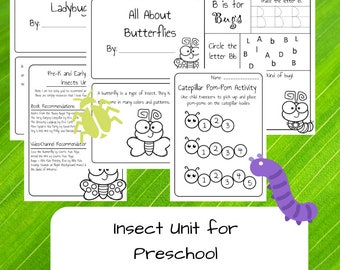 Insect - Bug Unit // Preschool and Early Grades // Homeschool Curriculum // PreK - Kindergarten // Worksheets - Lessons - Printables