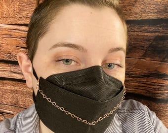 Rose Gold Heart Mask Chain Accessory