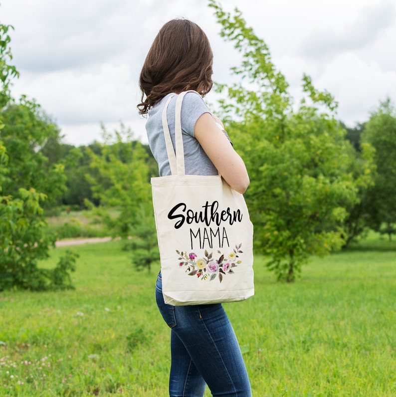 Floral Mom Tote Bag Southern Mama Canvas Tote Gift for Mom Etsy