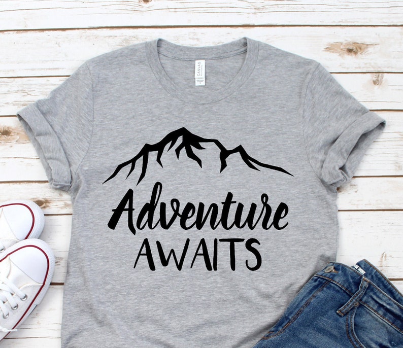 Adventure Awaits Shirt Graphic Tee Hiking Shirt Vacation | Etsy