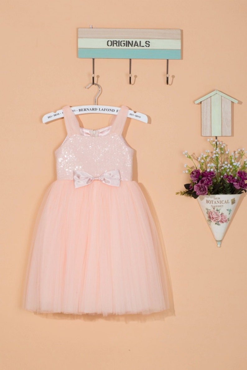 Pink Sequin Flower Girl Dress