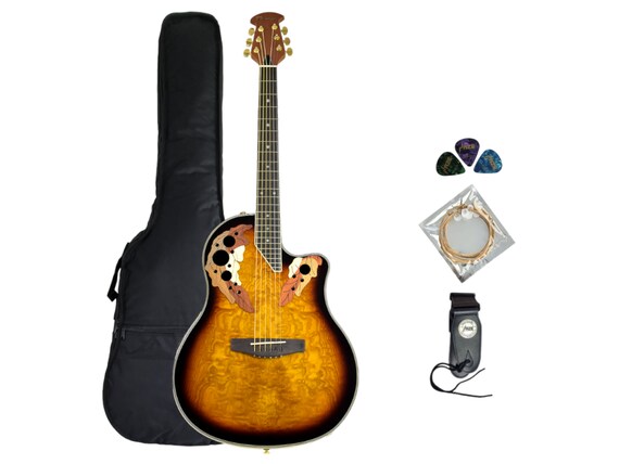 41 Caraya Round Back Semi acoustic Guitar Eq cut awayfree Gig Bag