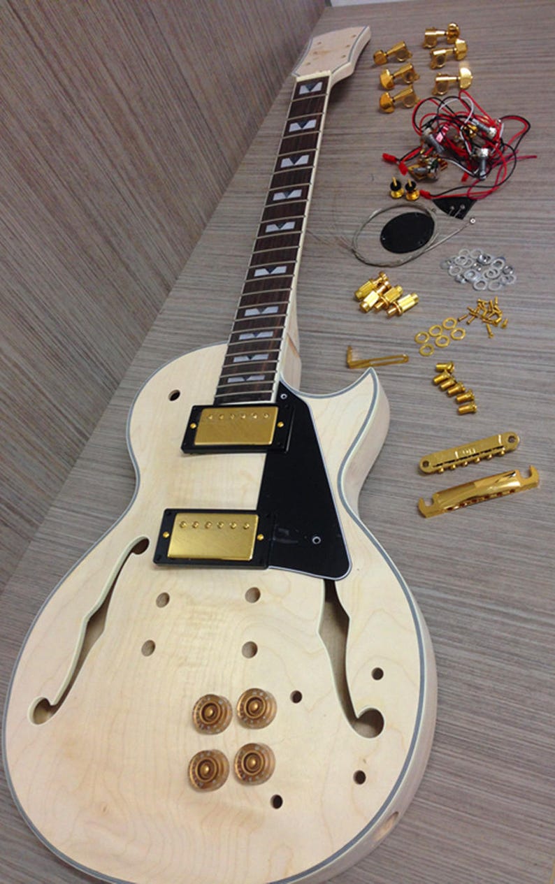 No Solder E 239diy Gold Les Paul Semi Hollow Electric Guitar Diy Kit