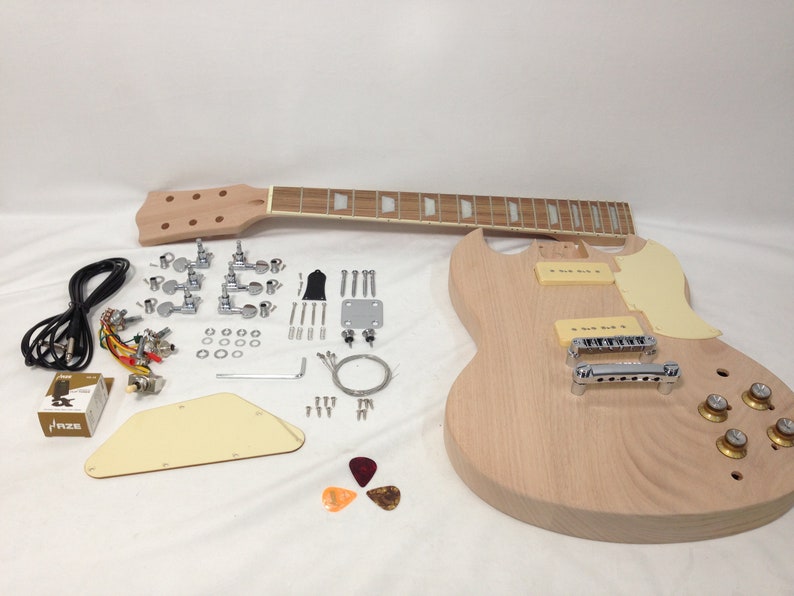 Diy Electirc Guitar Kit SG Style Solid Mahogany Body Build Etsy