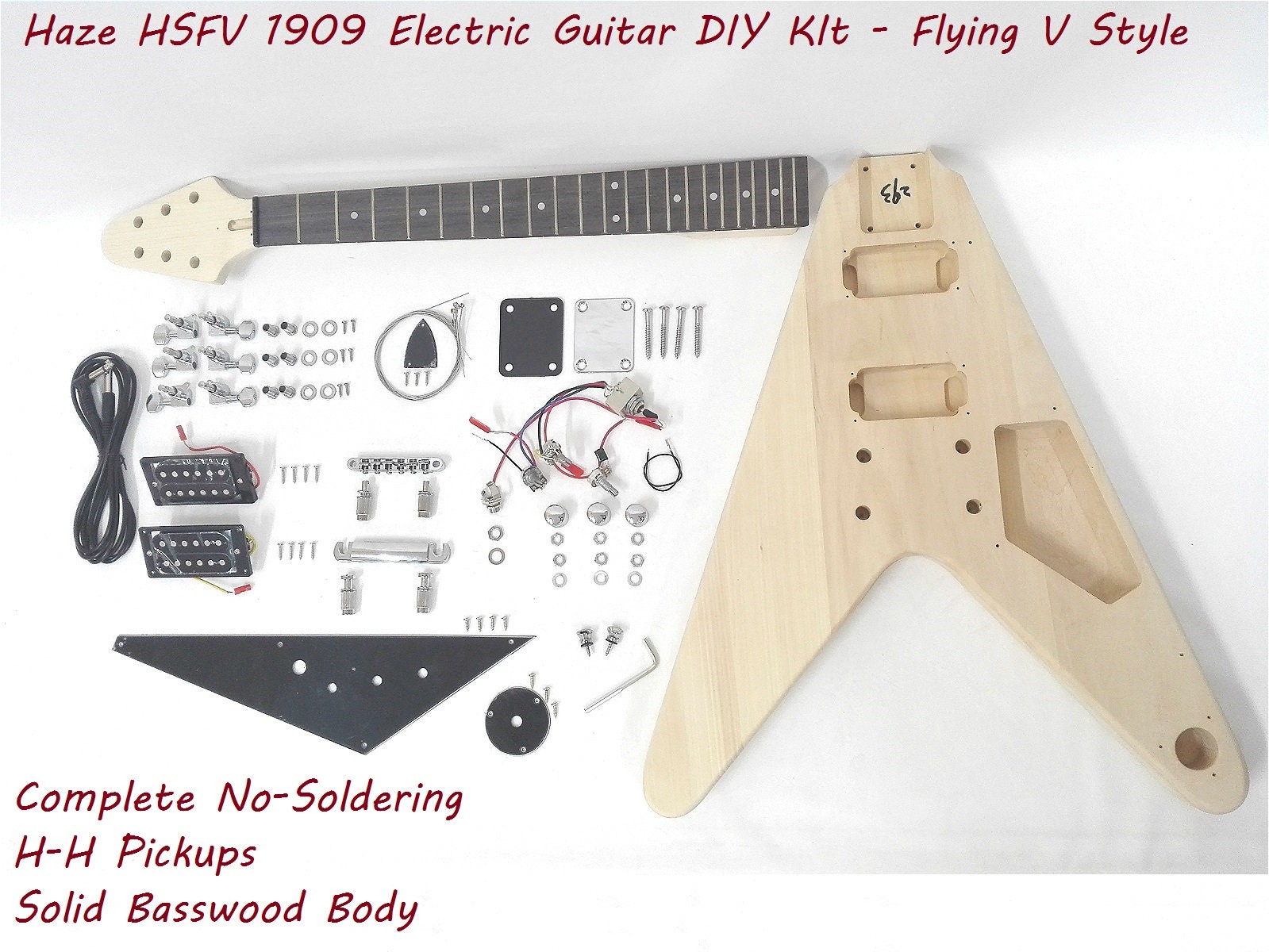 HSFV1909DIY V Style Electric Guitar DIY Kit, Complete No-soldering, HH  Pickup -  Canada