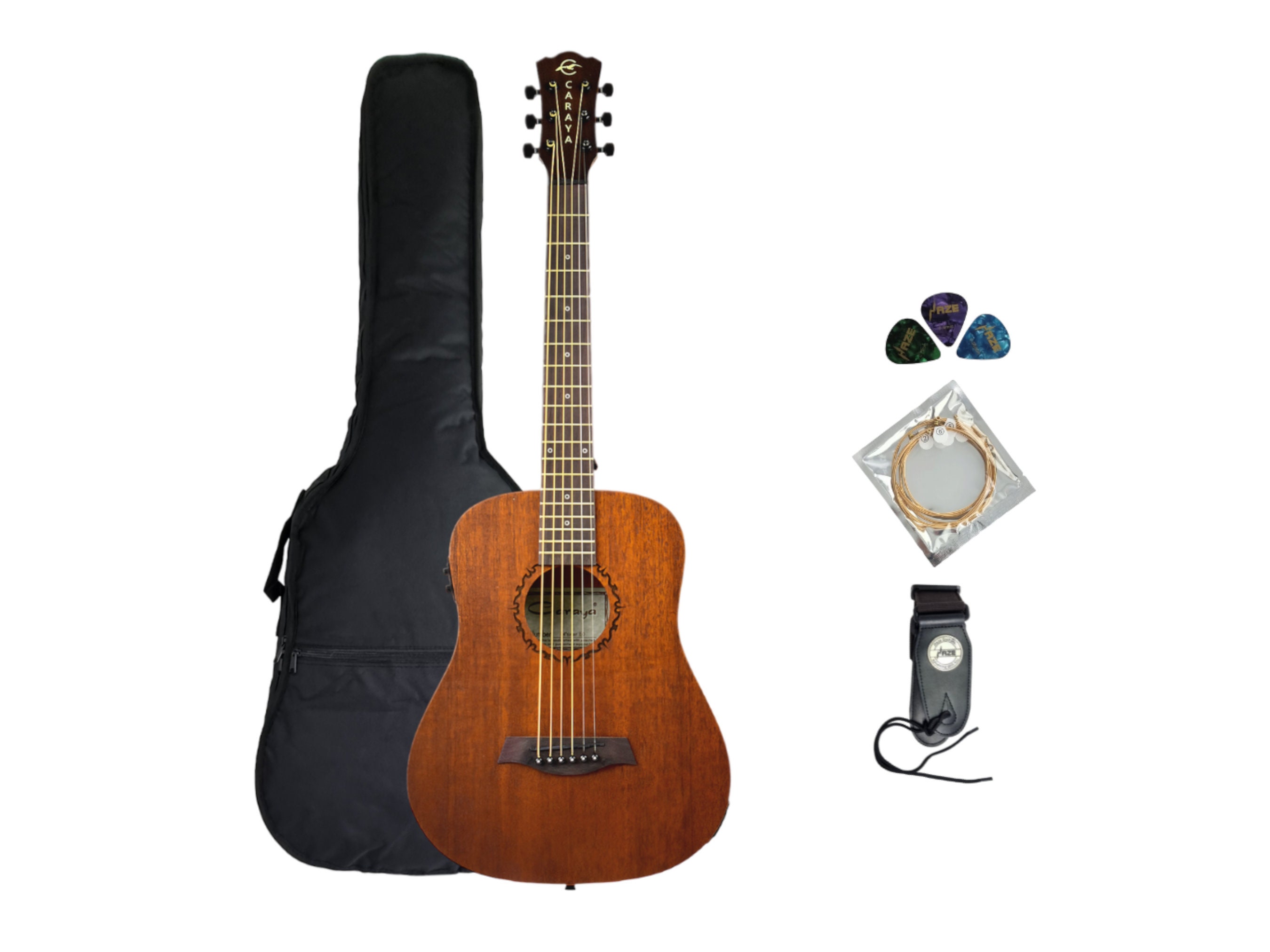 41 Caraya SP-721CEQ/N Round Back Guitar With Gift Pack