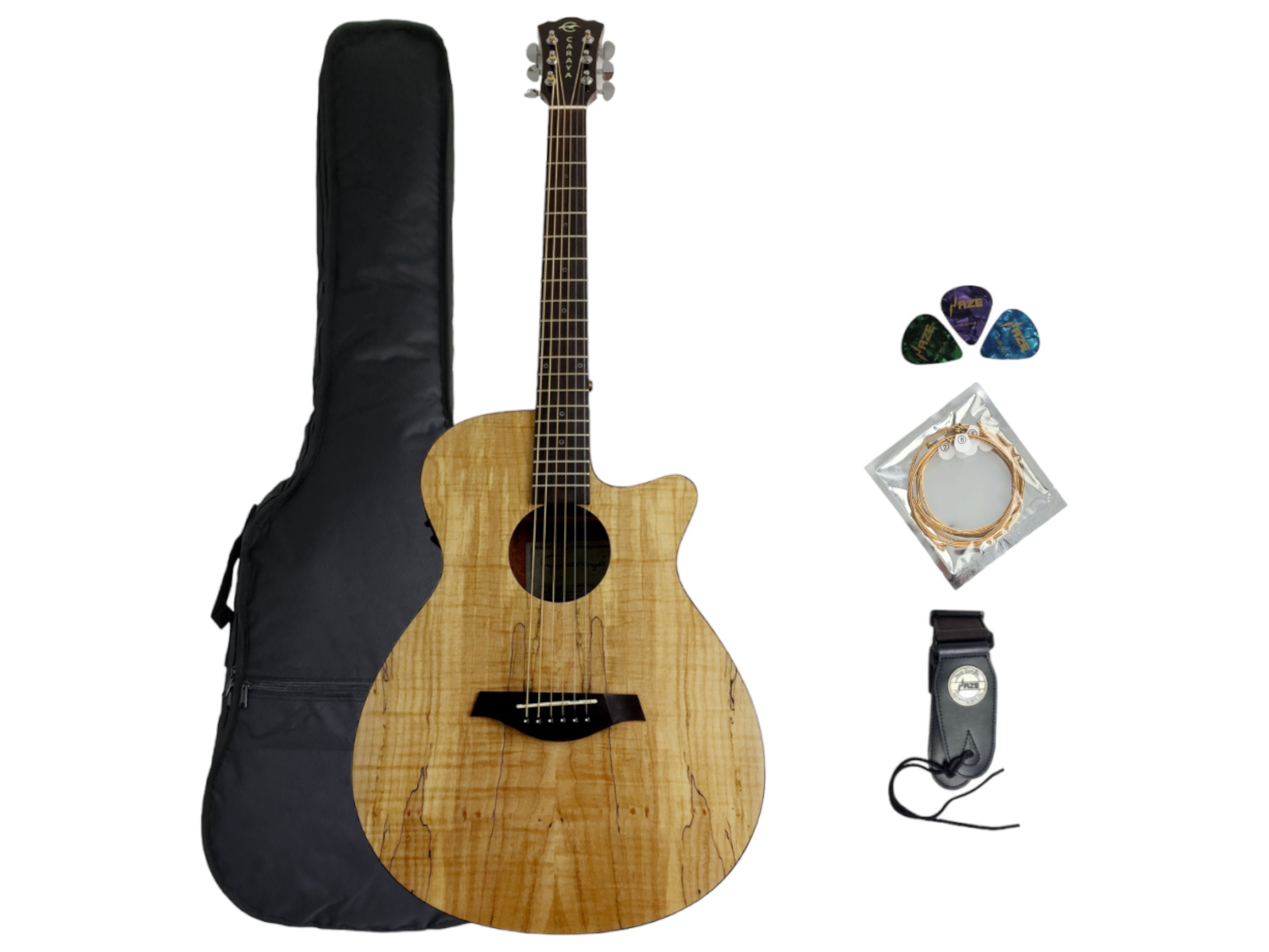 Enhanced Acoustic Experience: 40 Hs-gypsy-ceq/gc OM Type Guitar With  Built-in EQ, Cutaway Design, Includes Free Bag and More 