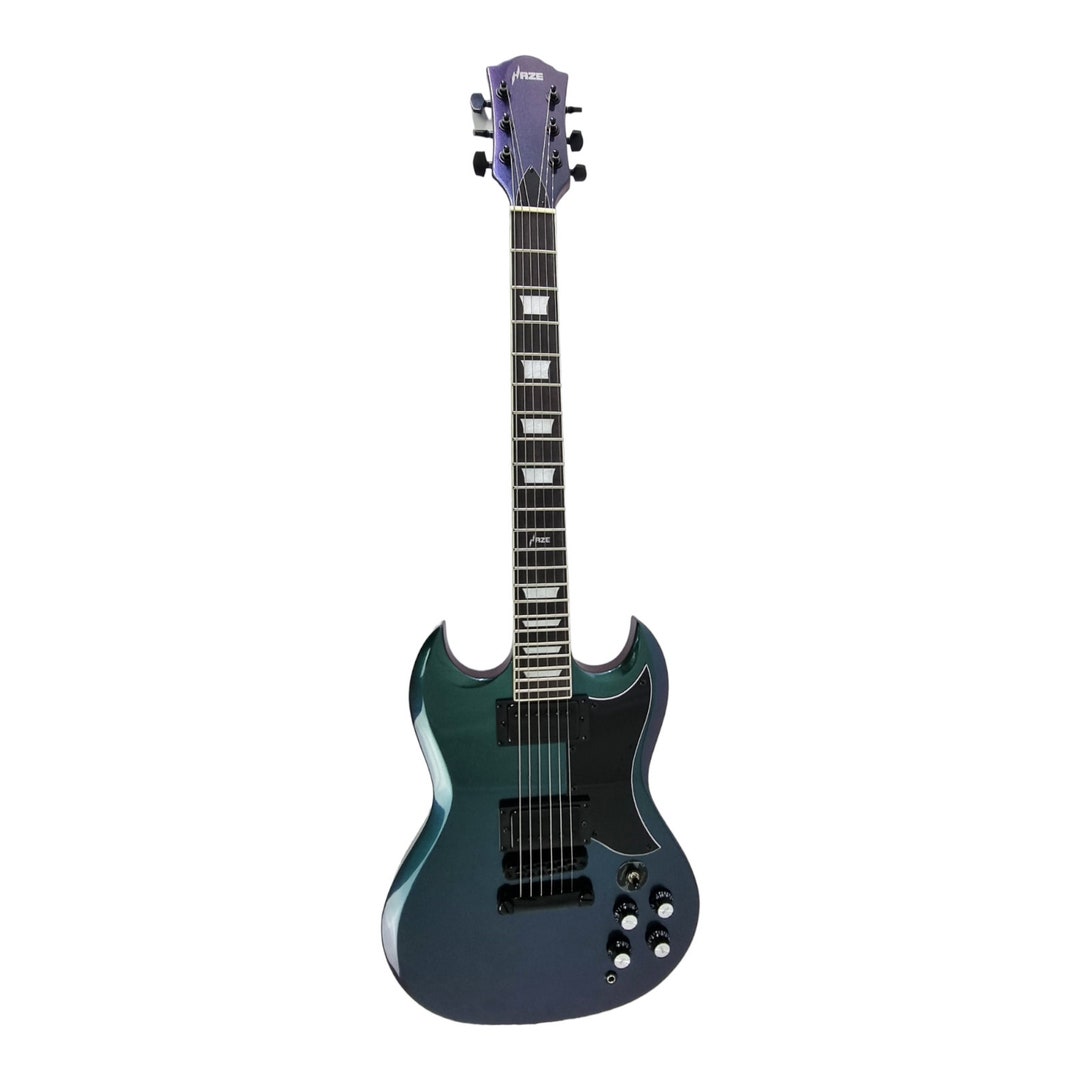 Haze Electric Guitar Double Cutaway Chameleon green and Etsy