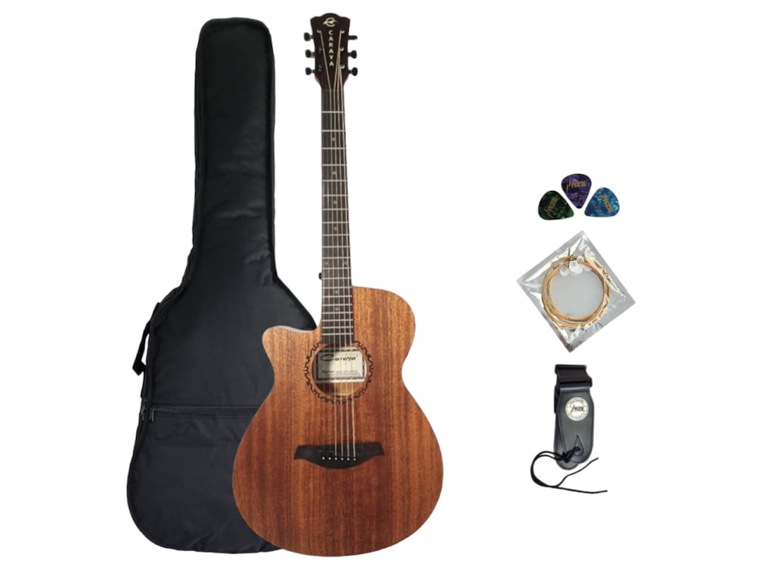 Left-handed Caraya Safair 40CEQ All Mahogany Thin-body Acoustic Guitar free  Bag, String, Picks and Lead -  Canada