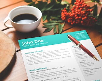 Simple Resume Template | CV Template | + Cover Letter | Modern Design | Full Width & Easy to Customize | PowerPoint | Instant Download | PDF