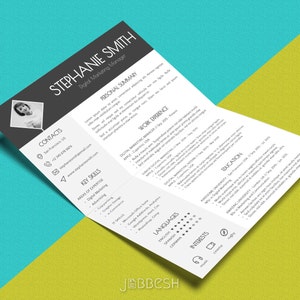 Resume Cover Letter Business Card Modern Cv Template Word & PowerPoint format Instant Download Professional Design Easy-To-Use image 2
