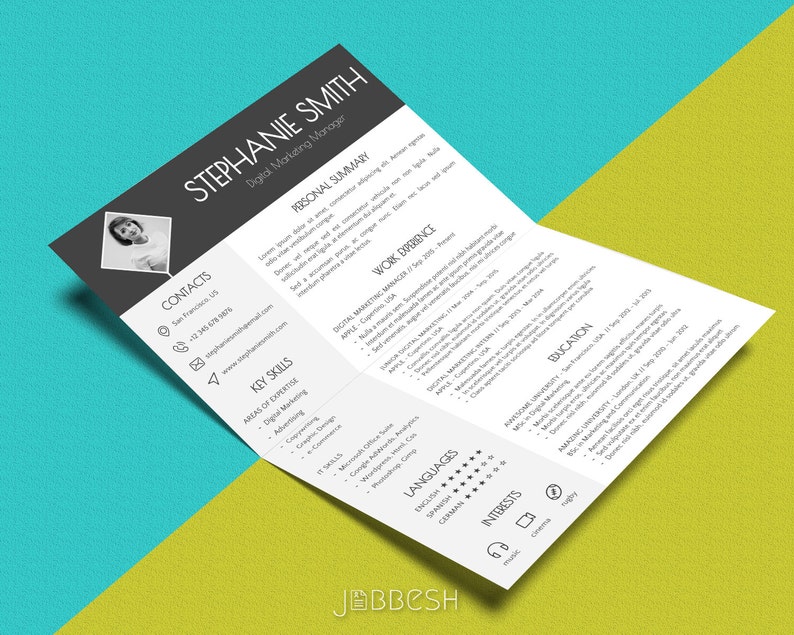 Resume Cover Letter Business Card Modern Cv Template Word & PowerPoint format Instant Download Professional Design Easy-To-Use image 2