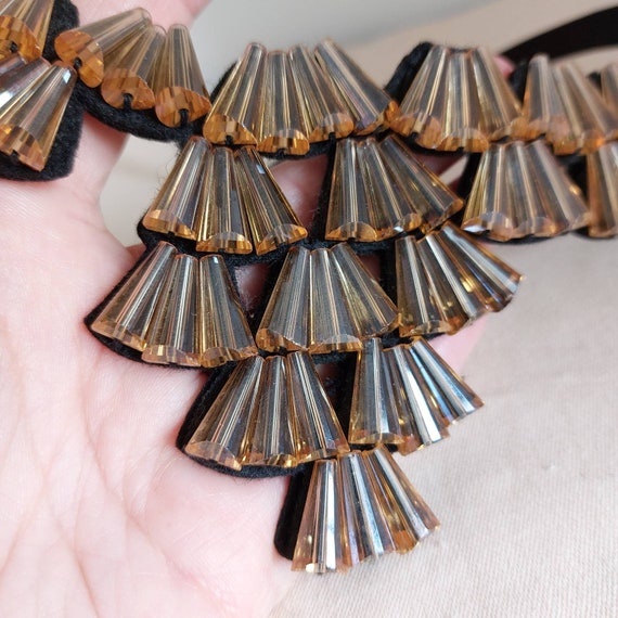 Vintage Bib Necklace, Handmade from Faceted Glass… - image 7