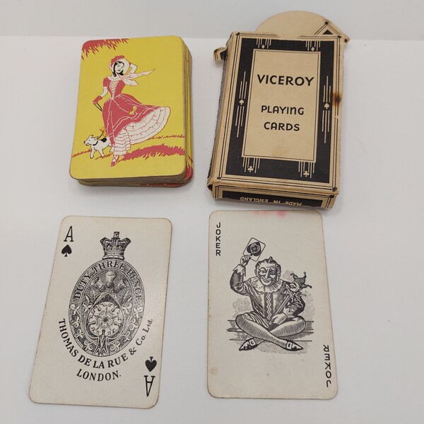 Vintage Crinoline Lady Playing Cards, Viceroy by Thomas de la Rue, Pretty Playing Cards, Complete with 1 Joker, Fab for Crafting etc, 1940s