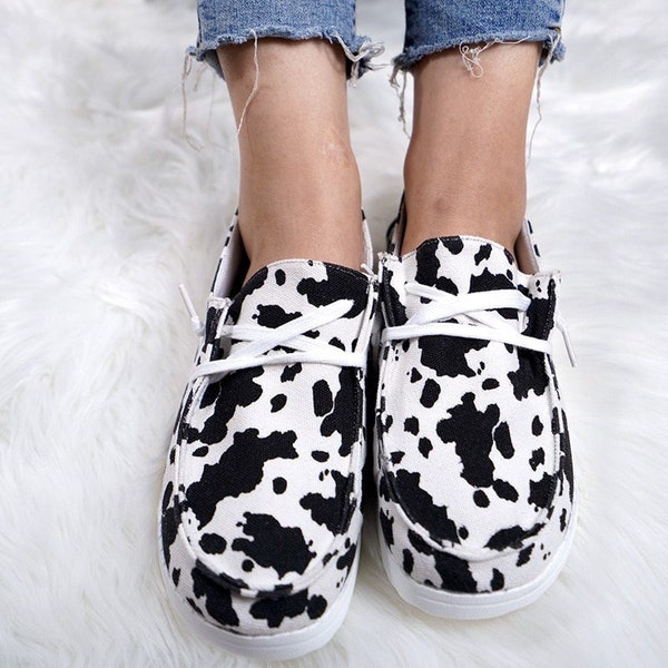 hey dudes cow print womens