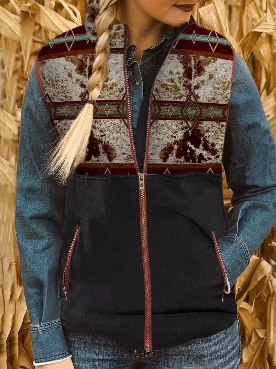 Women's Western Casual Vest Etsy