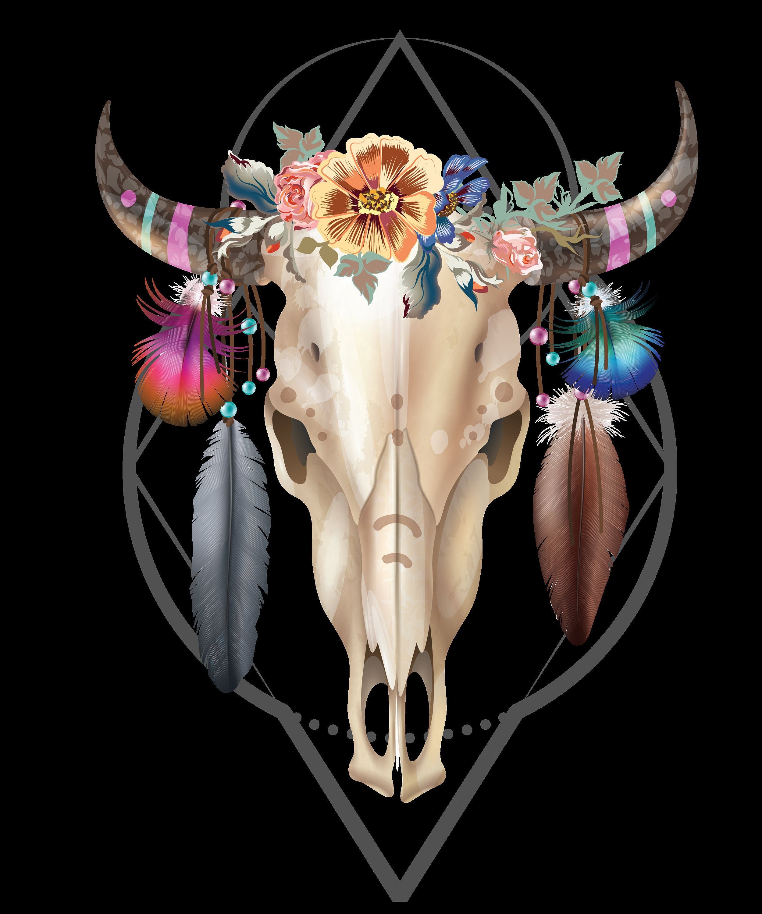 Floral skull download Png file | Etsy