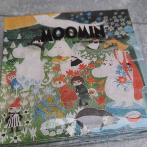 Moomin paper napkins. For dining, decoupaging. Set of 20 napkins. Moomin Characters paper napkins